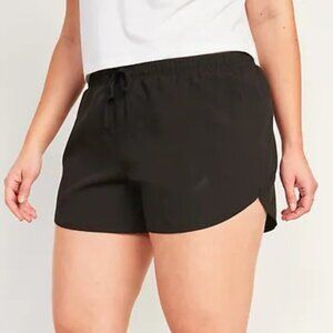Old Navy Mid-Rise Dolphin-Hem Run Shorts for Women BlackJack 4X